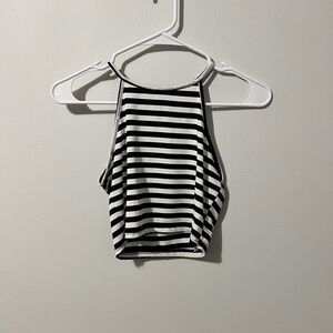 Striped Black and White Halter Top